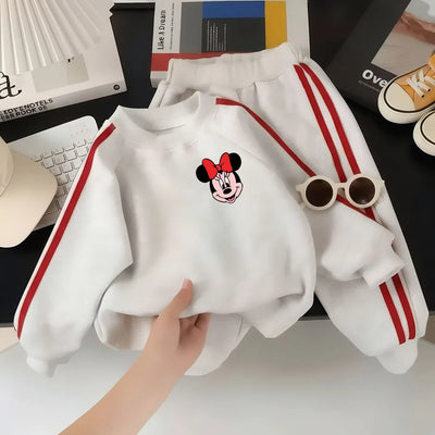 Disney Minnie Mouse Girls Casual Hoodie and Joggers 2-Piece Fashion Tracksuit