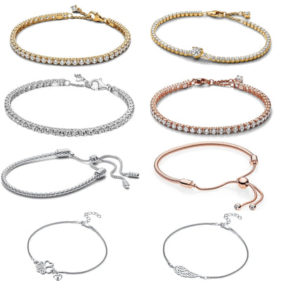 New 925 Silver Shiny Brick Soft Chain And Adjustable Fashionable Bracelet Are Fit for All Occasions To wear DIY Women's Jewelry