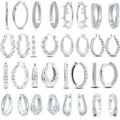 925 Sterling Silver Minimalist Staggered Circular Hoop Earrings Birthday Gift
