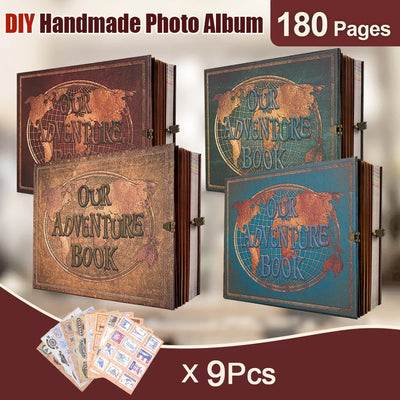 180 Page Vintage Kraft Photo Album DIY Scrapbook Valentine's Day Gift Ship from UK