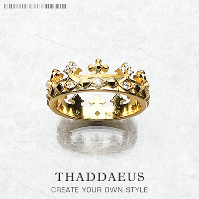 Golden Crown Ring 925 Sterling Silver Summer Classic Fine Jewellery Women