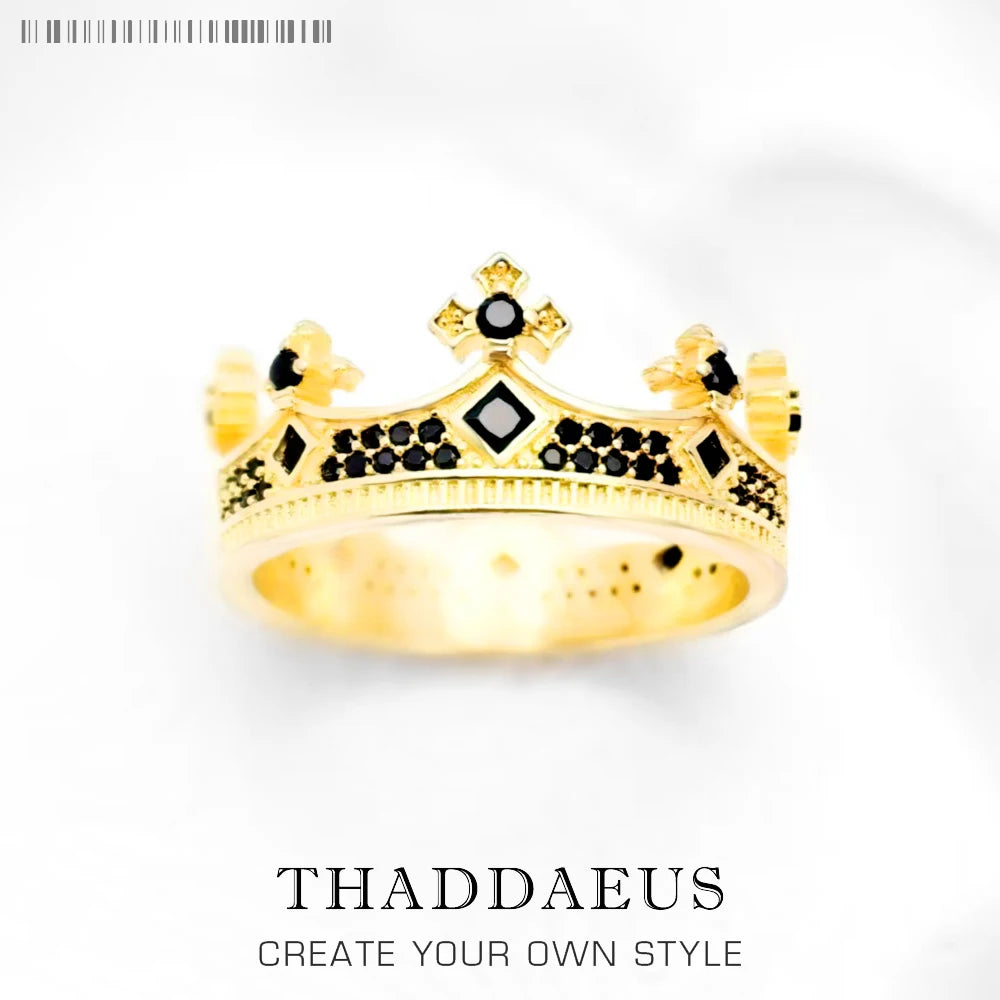 Royal Power Crown Golden Ring 925 Sterling Silver Victorian Vintage Men Women