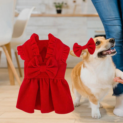 Dog Christmas Princess Dress Winter Pet Outfit