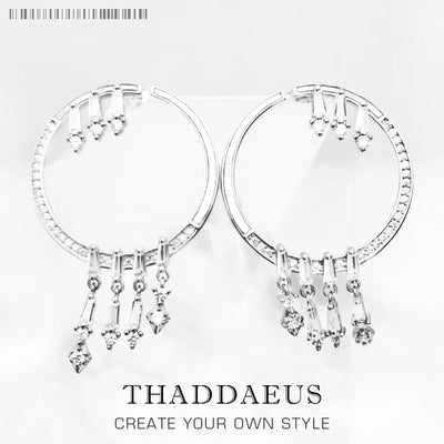 Winter Sun Rays Hoop Earrings 925 Sterling Silver Trendy Glamour Gift