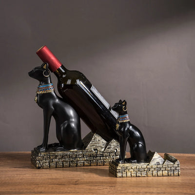 Egypt Art Anubis Wine Rack Statue Figurine Holder Animal Tabletop Office Living Room