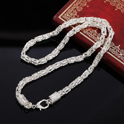 Retro 925 Sterling Silver Necklace Fashion Charm Jewelry Unisex