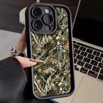 Forest Camouflage Pattern Simple Silicone Cover Case For iPhone 17 16 e 15 14 13 12 Mini 11 Pro XS Max 7 8 Plus Thickened Cover