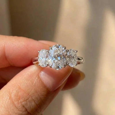 925 Sterling Silver Classic Sparkling Oval Zircon Rings For Women High Quality Wedding Party Trendy Jewelry Anniversary Gift