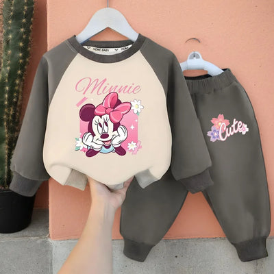 Disney Minnie Mouse Girls Casual Hoodie and Trousers 2-Piece Tracksuit