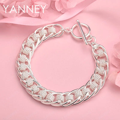 925 Sterling Silver 8-inch Braided Bracelet Men Women Hip Hop Jewellery Gift