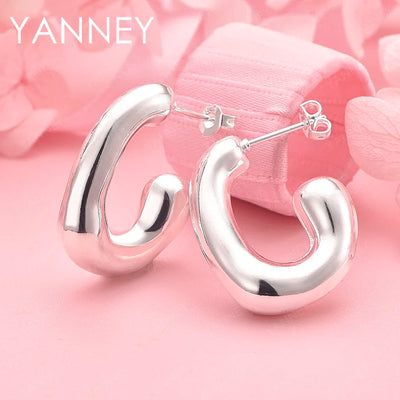 925 Sterling Silver Geometric Stud Earrings Women Luxury Wedding Jewellery