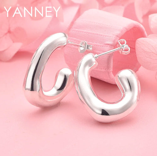 925 Sterling Silver Geometric Stud Earrings Women Luxury Wedding Jewellery