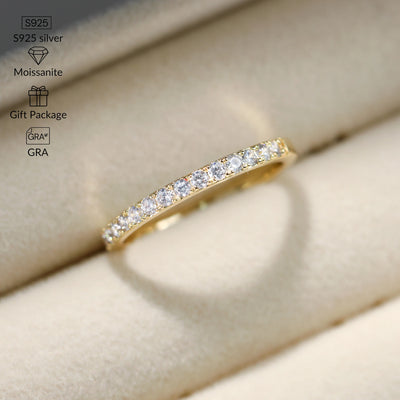 1.3-2.0mm Moissanite Ring for Women Sparkling Wedding Eternity Bands 100% S925 Sterling Silver Jewelry Classic Ring GRA