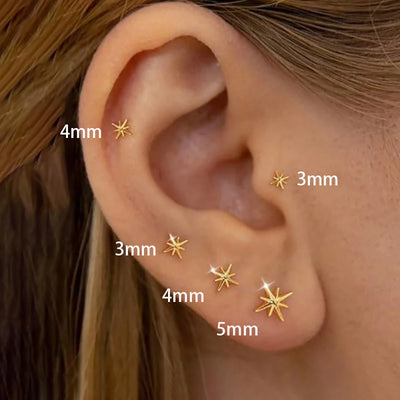 Fashion Minimalist Star Stud Earring 14K Gold Plated Mini Daily