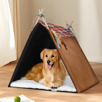 Pet Tent Cat Bed Dog House Portable Teepee with Removable Mat - Ship from UK