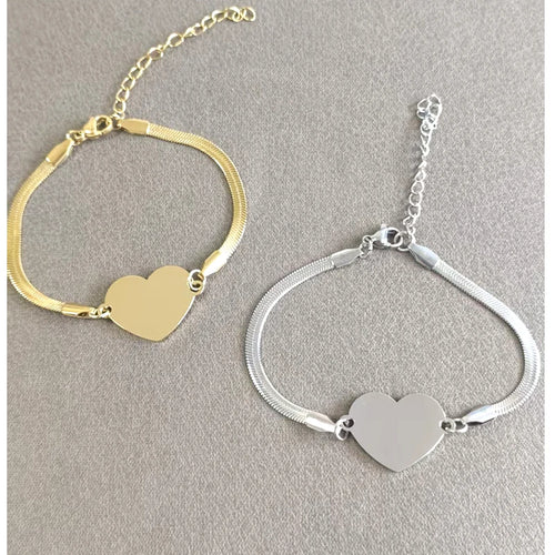 10pc 304 Stainless Steel Heart Pendant Bracelet Mirror Polish Jewellery Gift