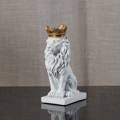 18cm Golden Crown Lion King Statue Nordic Handicraft Office Decoration Art Sculpture