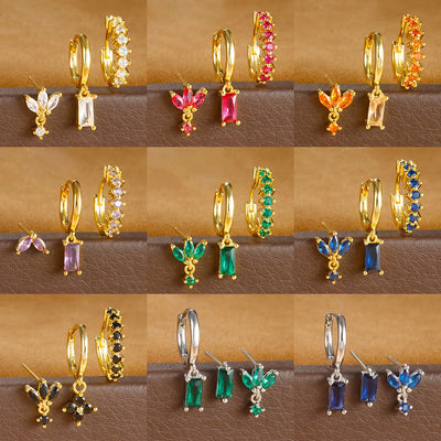 3PCS Vintage Stainless Steel Huggie Ear Piercing Sets Square Hoop