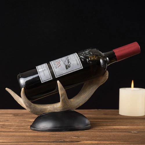 Resin Wine Rack Bottle Holder Deer Antler Decor Interior Bar Kitchen Shelf Tabletop Storage