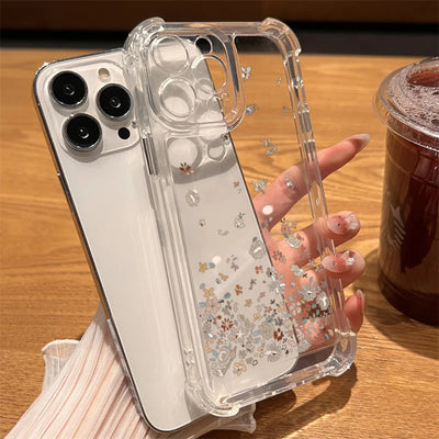 Pink Flower Bow Clear Case for iPhone 16 15 14 13 12 11 Pro Max
