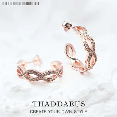 Rose Gold Hoop Earrings Infinity Love 925 Sterling Silver Romantic Gift