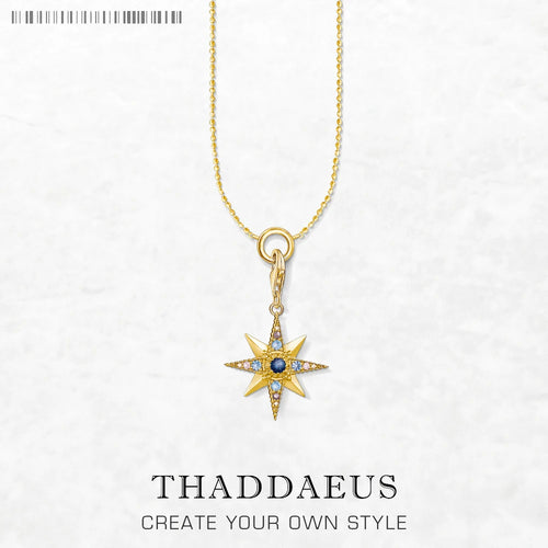 Royalty Star Charm Necklace Lucky Golden 925 Sterling Silver Women Men Gift