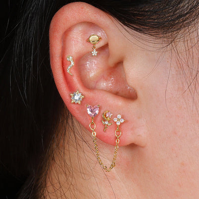 1pc Cartilage Ear Piercing Stud Women Surgical Steel Flat Back
