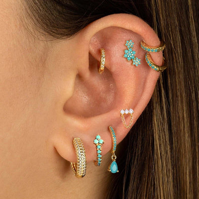 New Design Stainless Steel Cubic Zirconia Small Hoop Earrings Punk