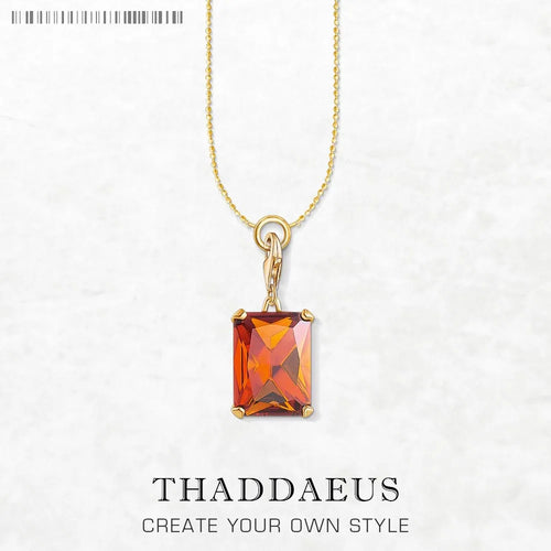 Square Stone Charm Necklace 925 Sterling Silver Timeless Fine Jewellery Gift