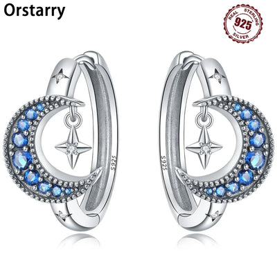 925 Sterling Silver Moon Tassel Versatile Hoop Earrings Fine Birthday Gift