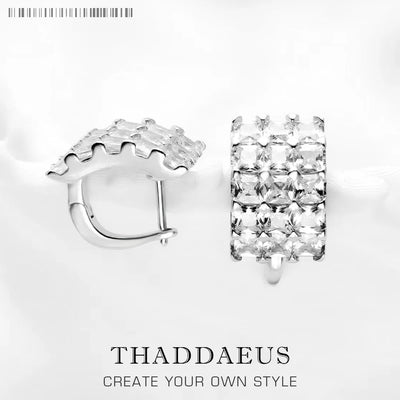 White Zircon Creole Hinged Hoop Earrings 925 Sterling Silver Glam Gift