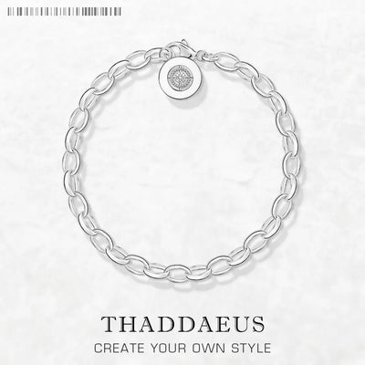 Cross Link Chain Charm Bracelet 925 Sterling Silver Trendy Club Jewellery