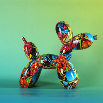 Pop Art Graffiti Balloon Dog Sculpture Animal Figures Decorative Home Decor Objects
