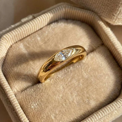 925 Sterling Silver Hot Sale Wedding Band Marquise Cubic Zirconia Simple Elegant Trendy Jewellery