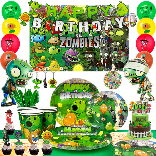 169pc Plants vs Zombies Party Supplies Tableware Banner Plates - Ship from UK
