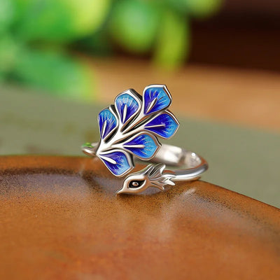 925 Sterling Silver Blue Peacock Wedding Ring Engagement Fine Jewellery Wholesale