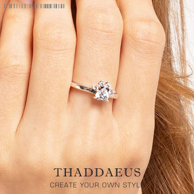 Brilliant Cat Paw Ring 925 Sterling Silver Delicate Cute Jewellery Women