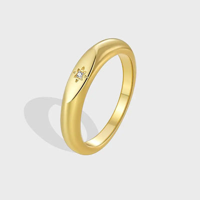 925 Sterling Silver Fashion Wedding North Star Ring Cubiz Zircon Engagement Accessory