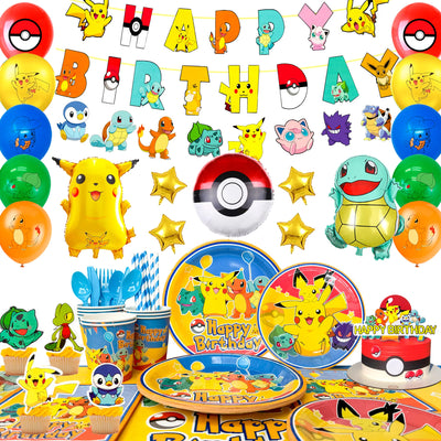 136pc Pikachu Pokemon Birthday Party Supplies Tableware Banner - Ship from UK