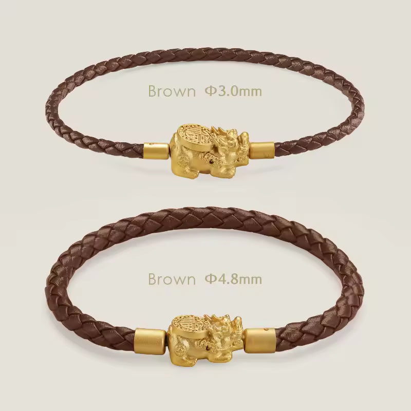 Fengshui Pixiu Leather Bracelet Braided Men Women Wealth Good Luck Gift