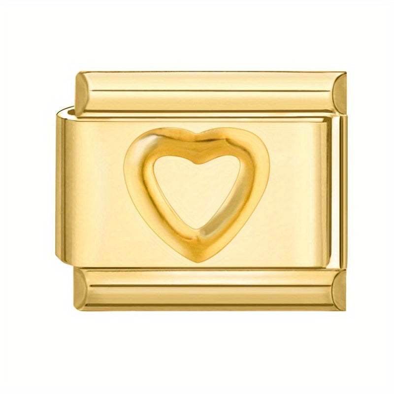 1pc Golden Jewelry Charm - Elegant Heart, Crown, Floral, Cat Paw, Italian Charm Bracelet/ Anklet/Keychain Module - for DIY Jewelry Making, Birthday/Anniversary Gifts - Compatible with Necklace, Bracelet, Anklet, Keychain - No