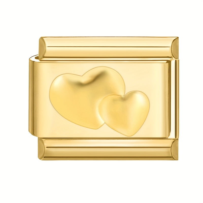 1pc Golden Jewelry Charm - Elegant Heart, Crown, Floral, Cat Paw, Italian Charm Bracelet/ Anklet/Keychain Module - for DIY Jewelry Making, Birthday/Anniversary Gifts - Compatible with Necklace, Bracelet, Anklet, Keychain - No