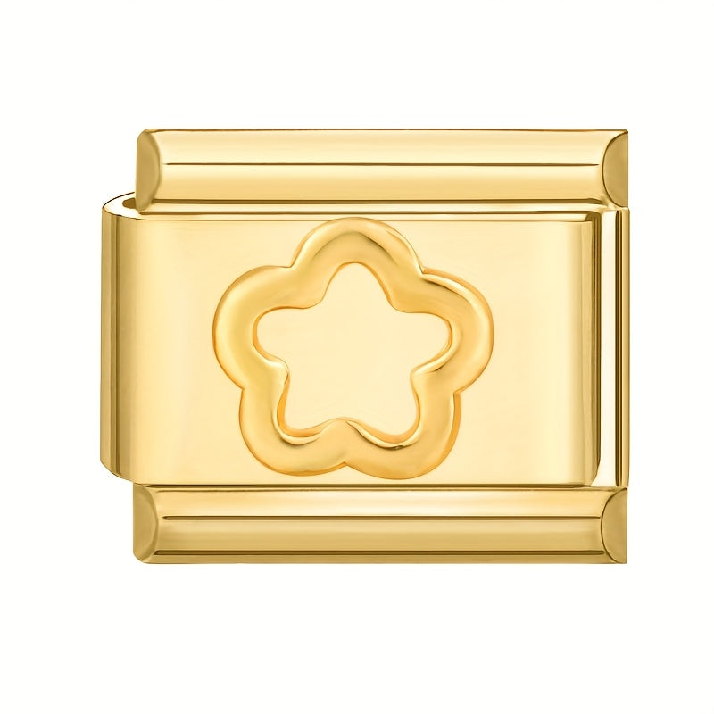 1pc Golden Jewelry Charm - Elegant Heart, Crown, Floral, Cat Paw, Italian Charm Bracelet/ Anklet/Keychain Module - for DIY Jewelry Making, Birthday/Anniversary Gifts - Compatible with Necklace, Bracelet, Anklet, Keychain - No