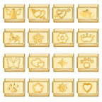 1pc Golden Jewelry Charm - Elegant Heart, Crown, Floral, Cat Paw, Italian Charm Bracelet/ Anklet/Keychain Module - for DIY Jewelry Making, Birthday/Anniversary Gifts - Compatible with Necklace, Bracelet, Anklet, Keychain - No