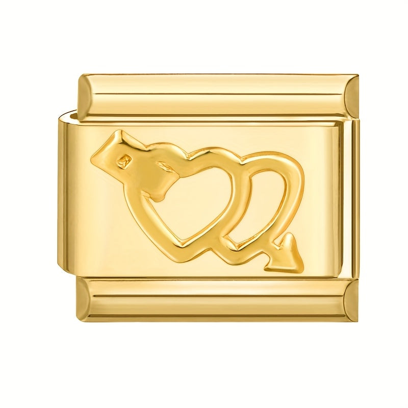 1pc Golden Jewelry Charm - Elegant Heart, Crown, Floral, Cat Paw, Italian Charm Bracelet/ Anklet/Keychain Module - for DIY Jewelry Making, Birthday/Anniversary Gifts - Compatible with Necklace, Bracelet, Anklet, Keychain - No