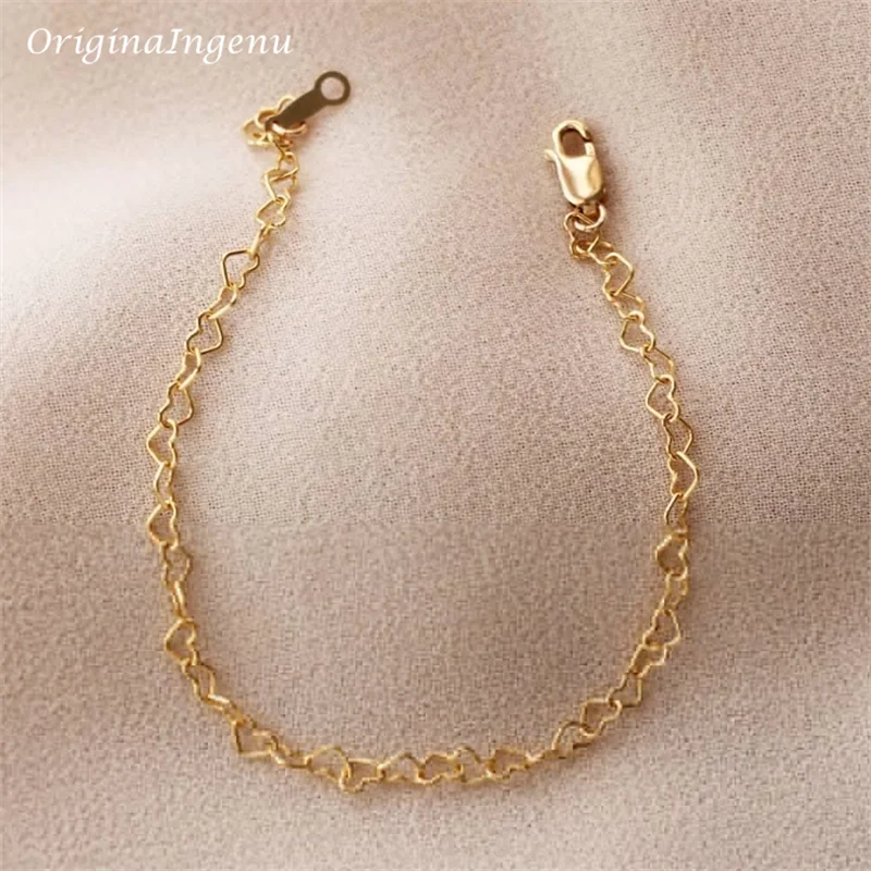 14K Gold Filled Heart Chain Bracelet Minimal Bracelet Handmade Jewelry Tarnish Resistant Jewelry Hypoallergenic Bracelet