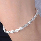 925 Sterling Silver Twisted Rope Bracelet - Ship Form The UK