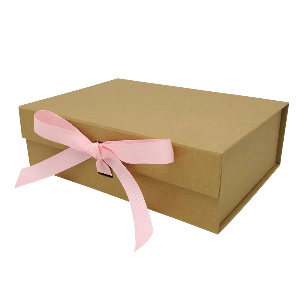 Wholesale A4 Size Natural Kraft Folding Magnetic Gift Box with Changeable Ribbon