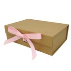 Wholesale A4 Size Natural Kraft Folding Magnetic Gift Box with Changeable Ribbon