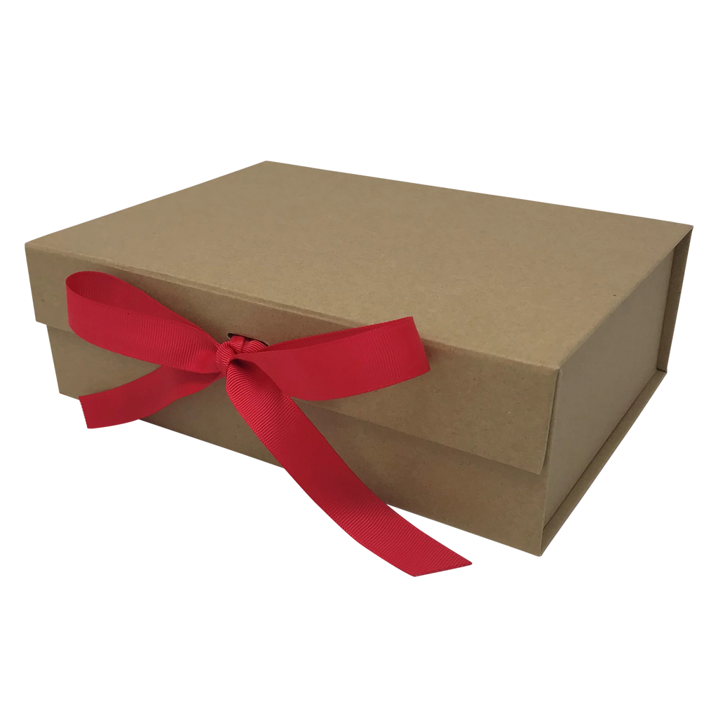 Wholesale A4 Size Natural Kraft Folding Magnetic Gift Box with Changeable Ribbon